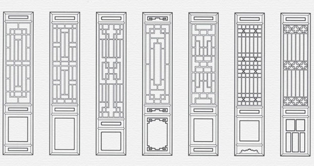 南开常用中式仿古花窗图案隔断设计图