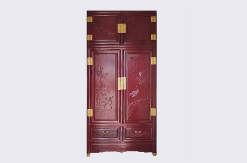 南开高端中式家居装修深红色纯实木衣柜