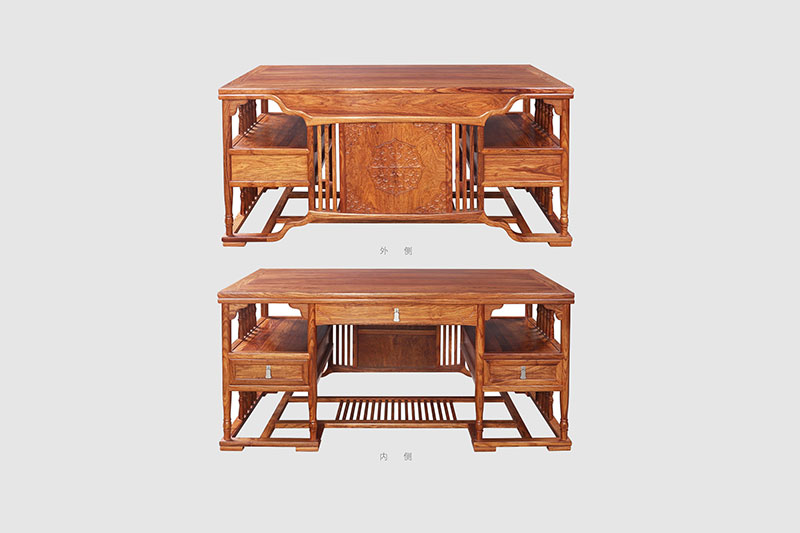 南开中式家居装饰书房桌椅组合家具效果图